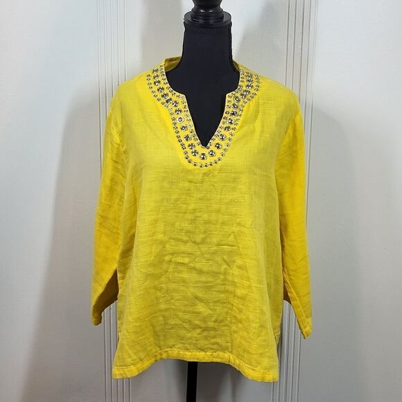 Cathy Daniel's Yellow Embellished  Blouse - Picture 1 of 9